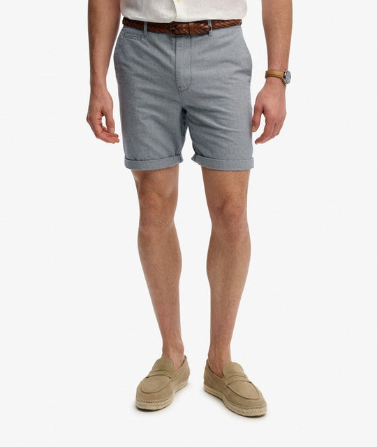 Superdry Premium Textured Chino Shorts - Blue Houndstooth