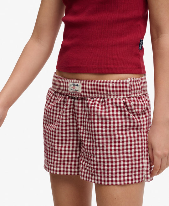Superdry Cotton Stripe Elastic Short - Red Gingham
