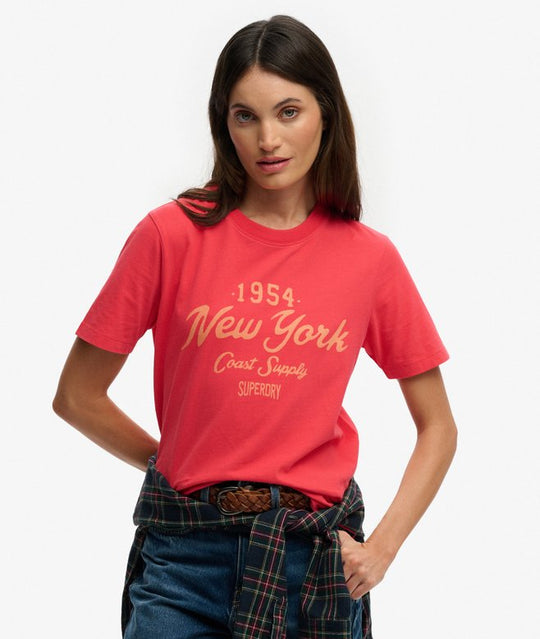 Superdry Beach Club Relaxed Tee - Vintage Wash Red