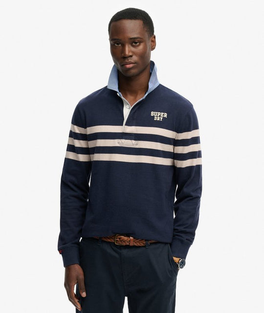 Superdry Vintage Chestband Rugby Top - Navy Chest Band Stripe