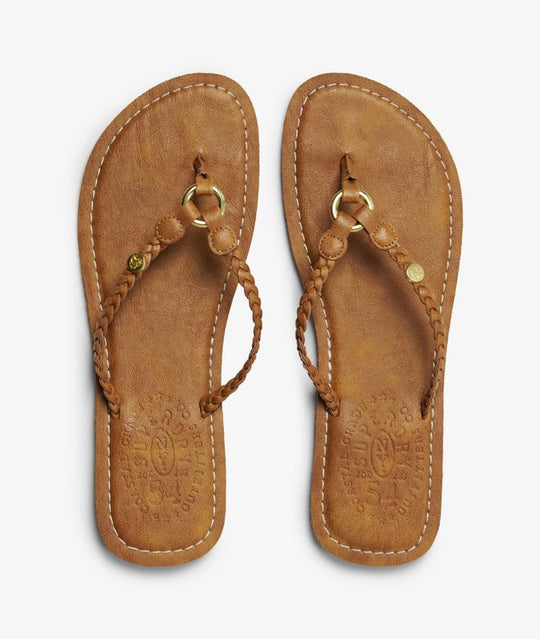 Superdry Faux Leather Braided Flip Flops - Argan Oil Brown