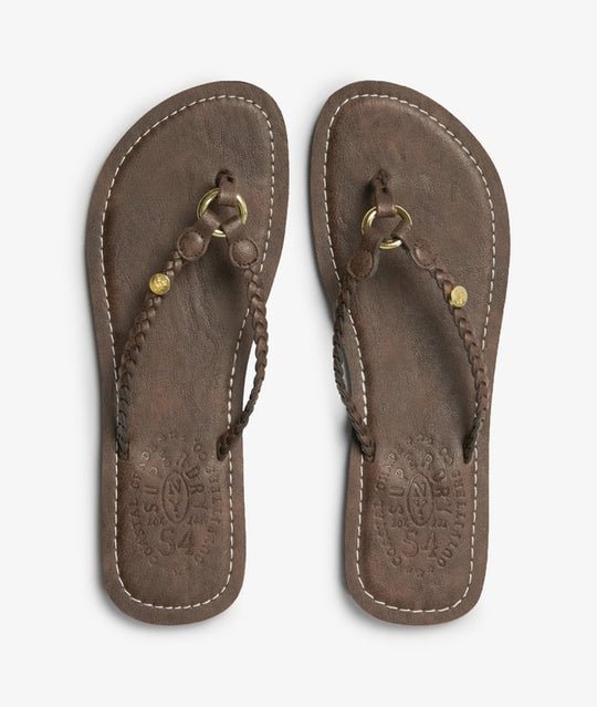 Superdry Faux Leather Braided Flip Flop - Fudge Brown