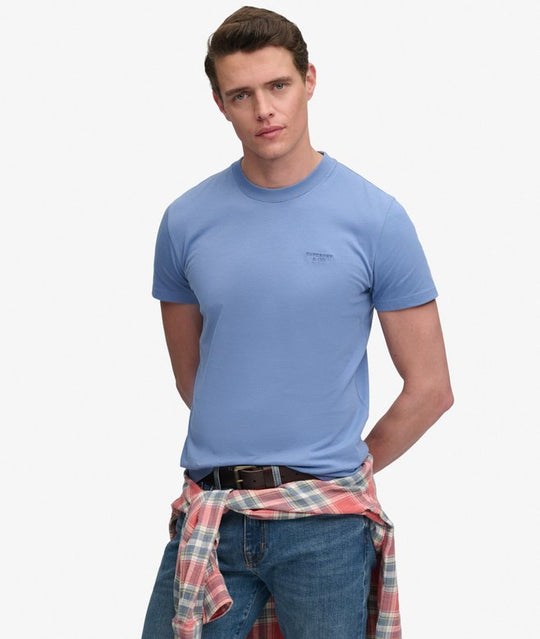 Superdry Essential Stacked Logo Embroidered Tee - Colony Blue/Mid Blue