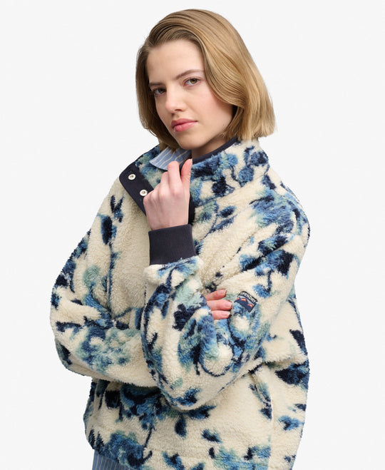 Superdry Super Soft Printed Half Button - Blue