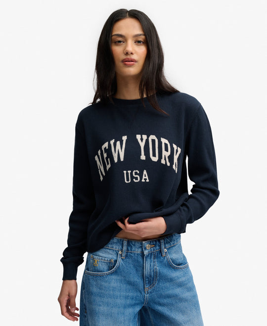 Superdry Athletic Essential Graphic Long Sleeve Top - Eclipse Navy