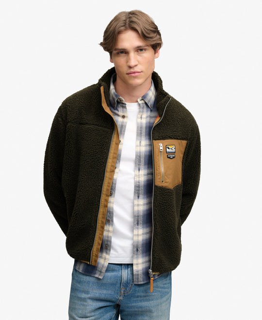 Superdry Mountain Full Zip Fleece - Surplus Goods Olive/ Deep Brown