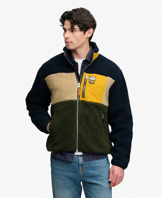 Superdry Colour Block Retro Zip Fleece - Eclipse Navy Mix