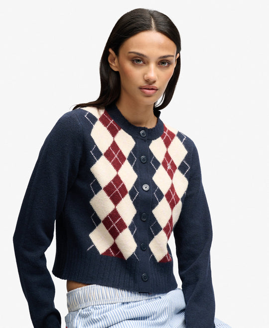 Superdry Argyle Cardigan - Navy