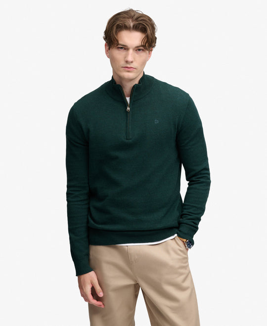 Superdry Essential Lightweight Half Zip Jumper - Deep Pine Green
