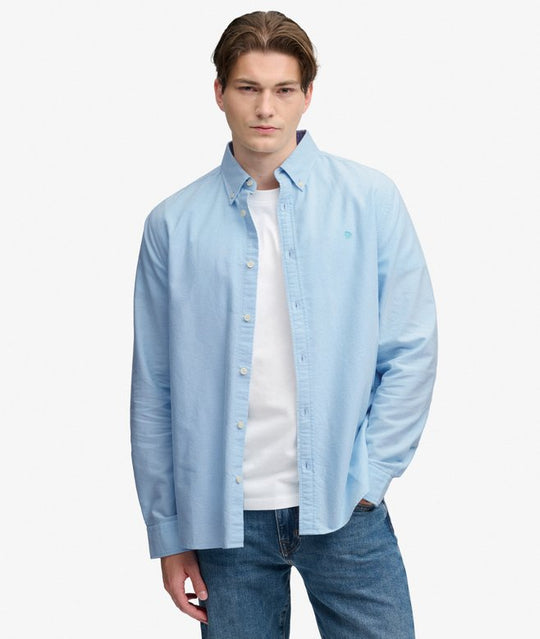 Superdry Preppy Oxford Long Sleeve Shirt - Pale Blue Chambray