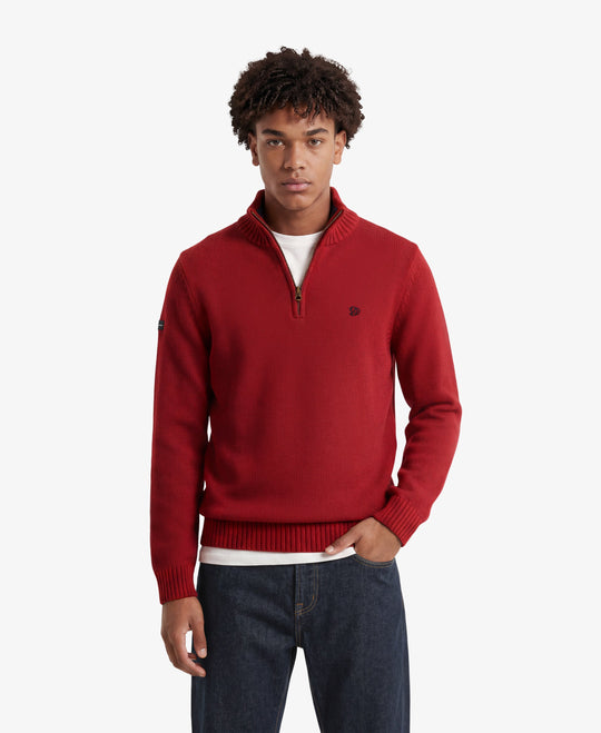 Superdry Cotton Half Zip Knit - Expedition Red