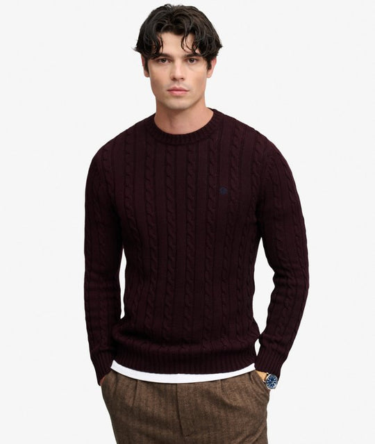 Superdry Cotton Cable Knit Crew Jumper - Winter Port