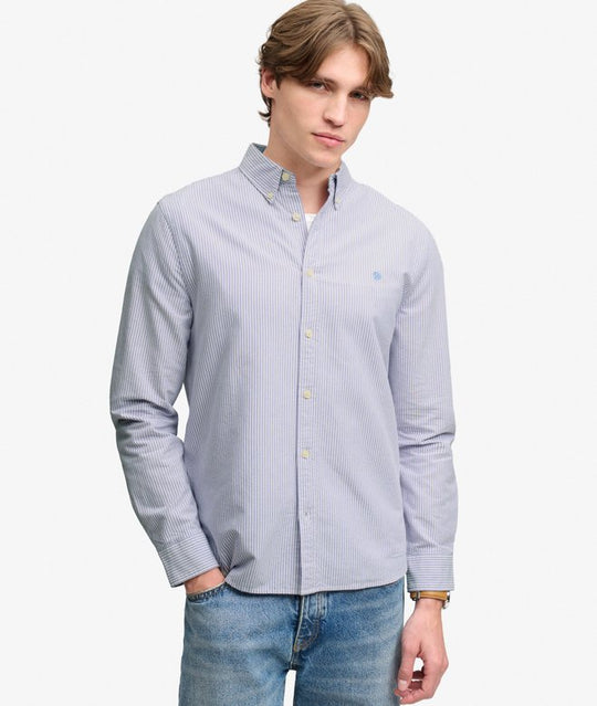 Superdry Preppy Oxford Long Sleeve Shirt - Lilac Mini Stripe