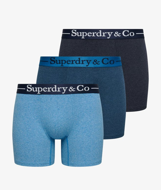 Superdry Boxer Triple Pack - Navy Marl/Indigo Marl/Blue Grit