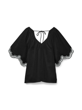 Vero Moda Diana 2/4 V-Neck Top - Black