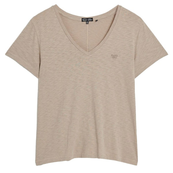 Superdry Studios Slub Vee Tee - Light Taupe