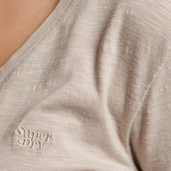 Superdry Studios Slub Vee Tee - Light Taupe