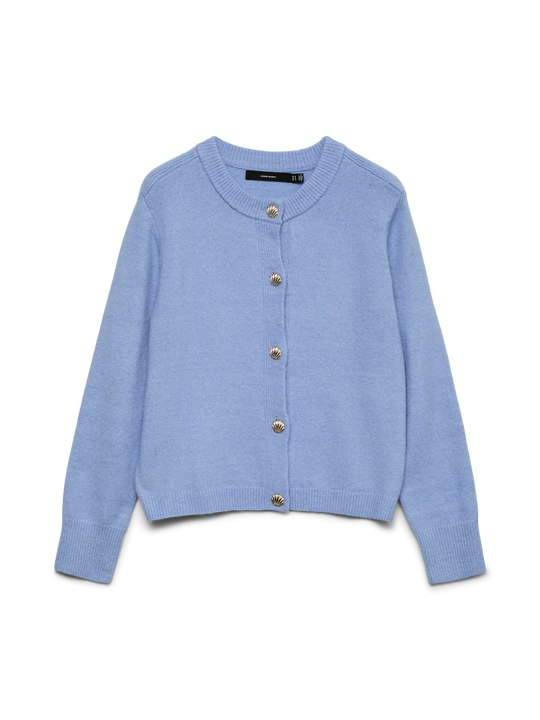 Vero Moda Fiona Long Sleeve Button Cardigan - Brunnera Blue