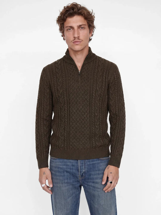 Jack & Jones Callum Cable Knit Half Zip - Ganache/Melange