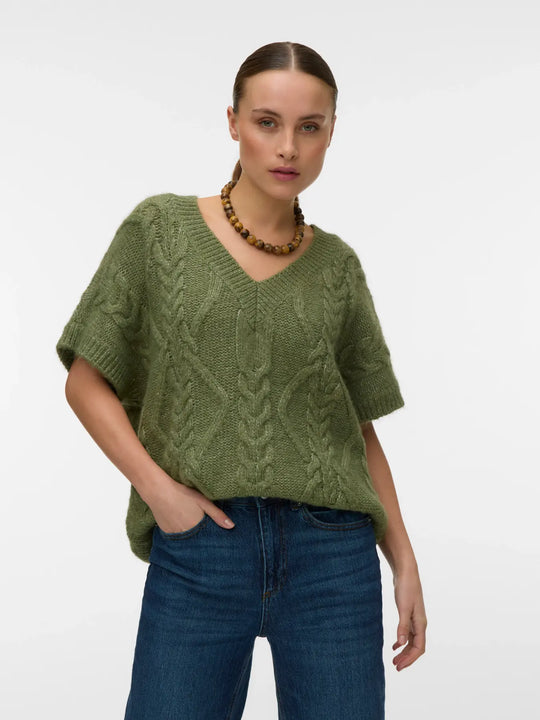 Vero Moda Sheila Sleeveless V-Neck Vest - Oil Green