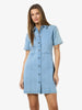 Noisy May Nisa Short Sleeve Slim Denim Dress- Light Blue Denim