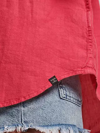 Superdry Studios Casual Linen Boyfriend Shirt - Raspberry