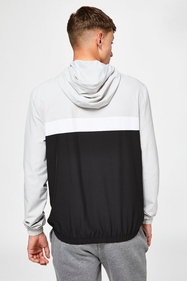11 Degrees Colour Block Track Top With Hood - Black /Vapour Grey /White