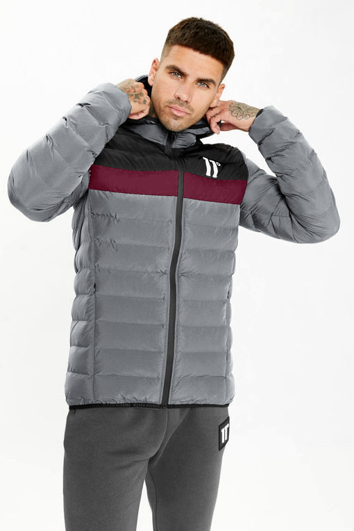11 Degrees Colour Block Space Jacket - Shadow Grey/Black/Mulled Red