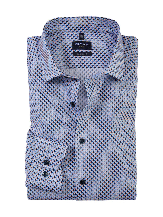 Olymp Modern Fit Shirt 1300-34-91 - Blue/Orange Print [Size 16]