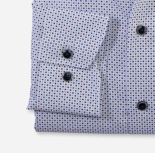 Olymp Modern Fit Shirt - Beige/Blue Print