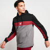 11 Degrees Cut & Sew Panelled Pullover Hoodie - Black/Pomegranate
