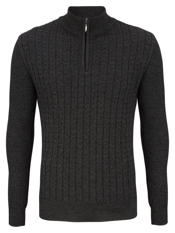 Remus Uomo Half Zip Sweater - Dark Grey [Size XXL]