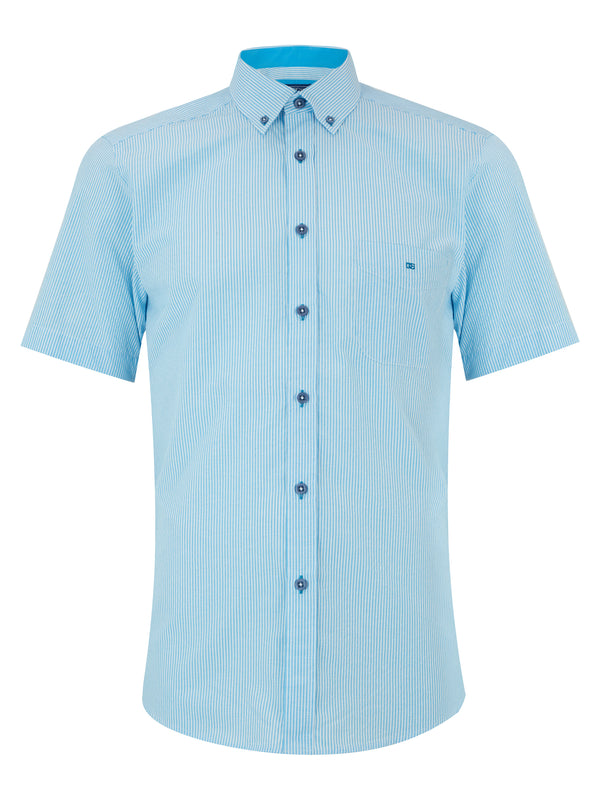 Daniel Grahame Drifter Short Sleeve Regular/Ivano Shirt - Blue [#14301SS/12] [Size XL]