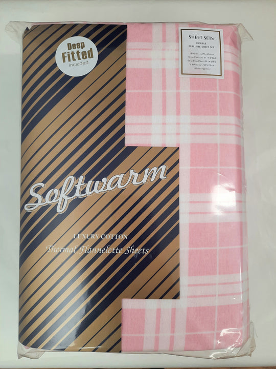 Softwarm Thermal Flannelette Deep Fitted Sheets - Pink