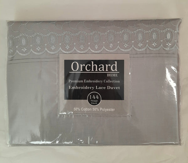 Orchard Embroidery Lace Duvet Set - Silver