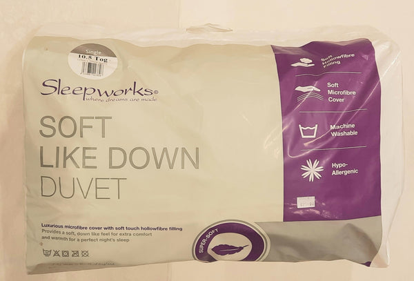 Sleepworks Soft As Down Duvet 10.5 Tog - White