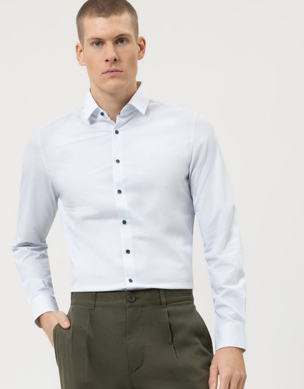 Olymp Body Fit Slim Shirt - Blue Print 2062-34-11