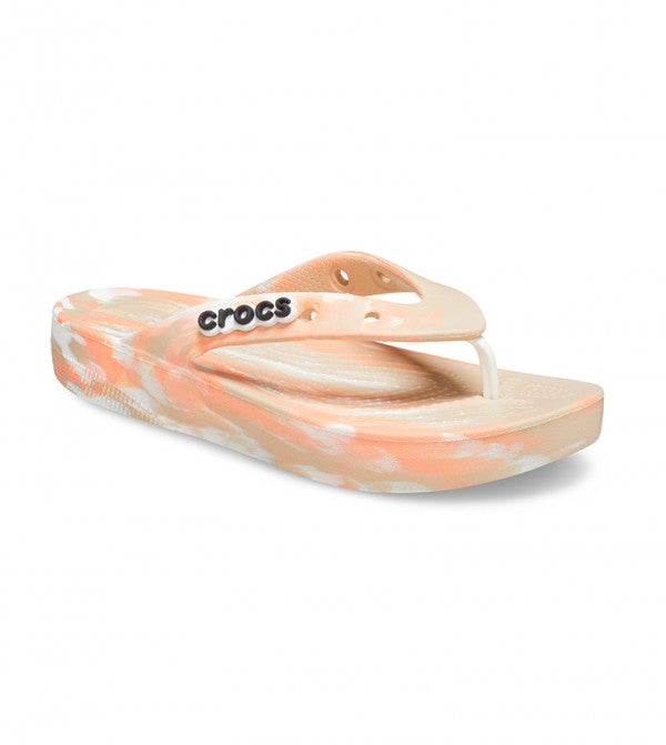 Crocs Womens Classic Platform Marbled Flip - Chai / Malt