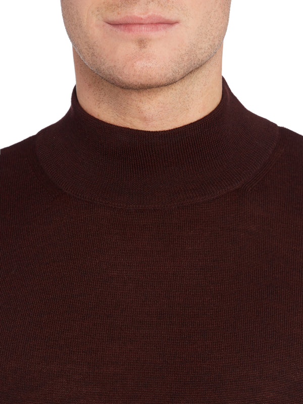 Remus Uomo Long Sleeve Turtle Neck Sweater - Dark Red