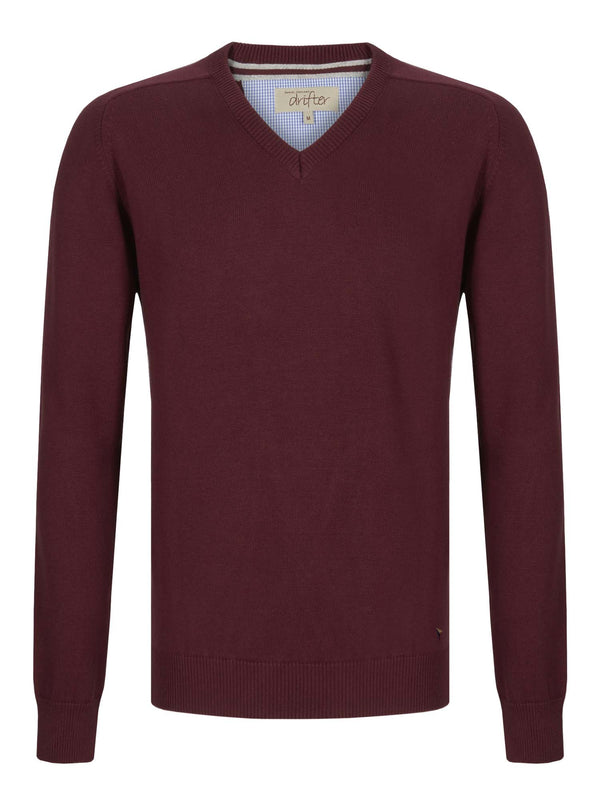 Daniel Grahame Long Sleeve V-Neck Sweater - Raspberry