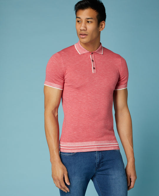 Remus Uomo Knitted Polo - Pink
