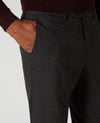 Remus Uomo Checked Stretch Formal Trousers - Charcoal