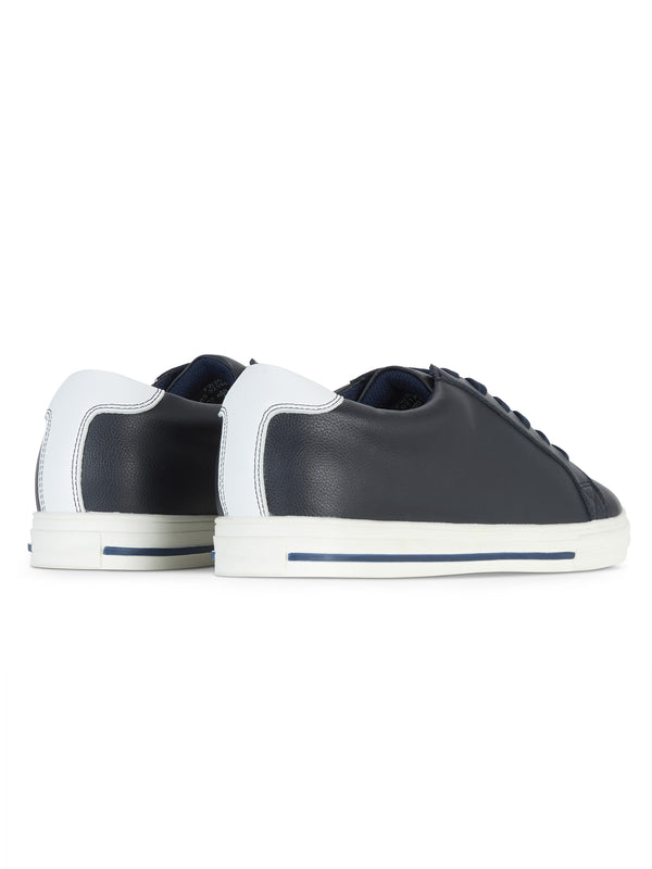 Remus Uomo Leather Trainers - Navy [Size 7/41]