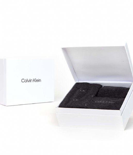 Calvin Klein Mens Socks 3Pack Logo Luxury Cardboard Giftbox - Dark Grey Melange