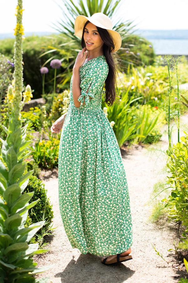 Brakeburn Spring Garden Pintuck Maxi Dress - Green