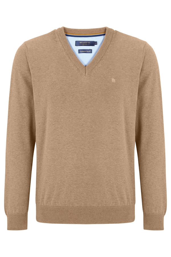 Benetti V-Neck Sweater -  Stone