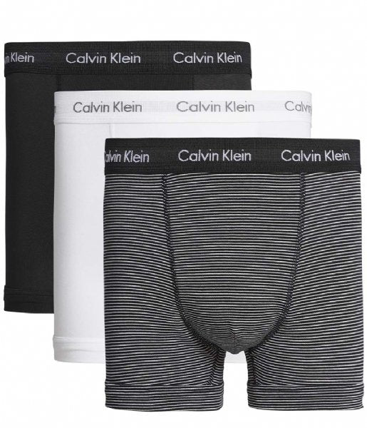 Calvin Klein Trunks 3 Pack - White / Black / B&W Stripe