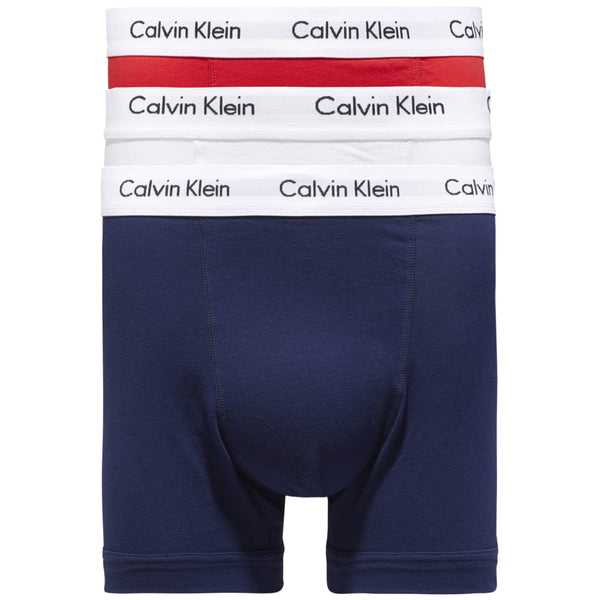 Calvin Klein Trunks 3 Pack - White / Red Ginger / Pyro Blue