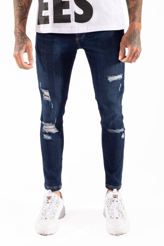 11 Degrees Distressed Jeans Skinny Fit - Indigo Wash