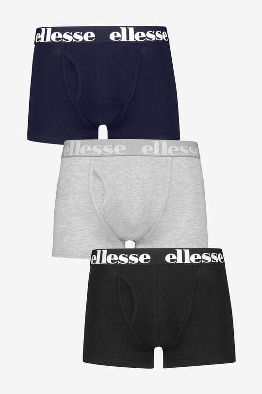 Ellesse Hali 3 Pack Trunks - Black/Grey/Navy
